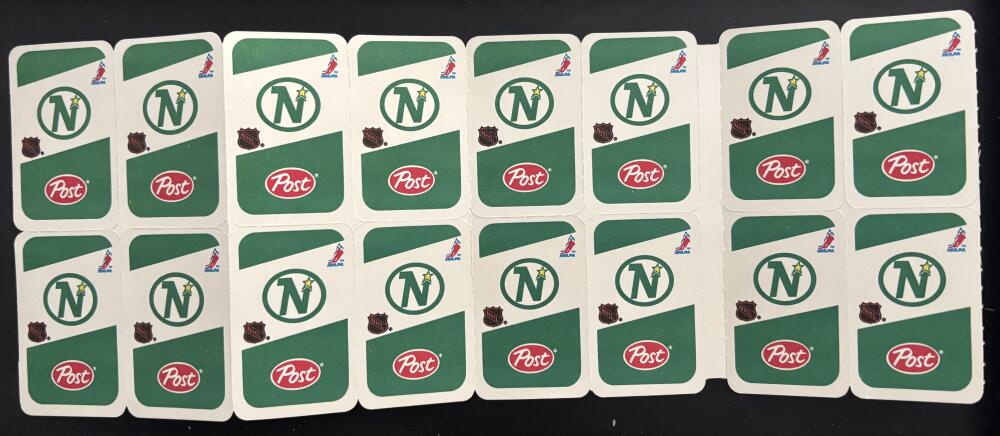 1982-83 Minnesota North Stars Post Cereal Mini Card Panel Attached Set of 16 Image 3