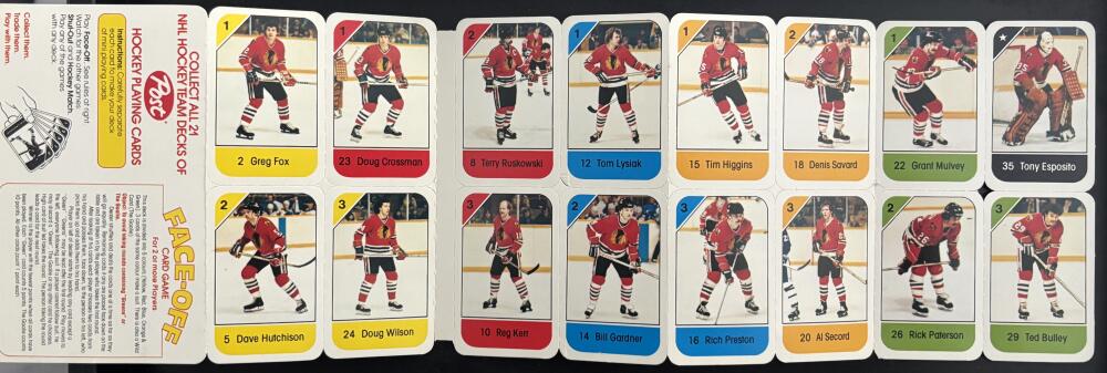 1982-83 Chicago Blackhawks Post Cereal Mini Card Panel Attached Set of 16 Image 2