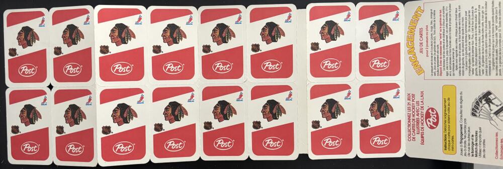 1982-83 Chicago Blackhawks Post Cereal Mini Card Panel Attached Set of 16 Image 3
