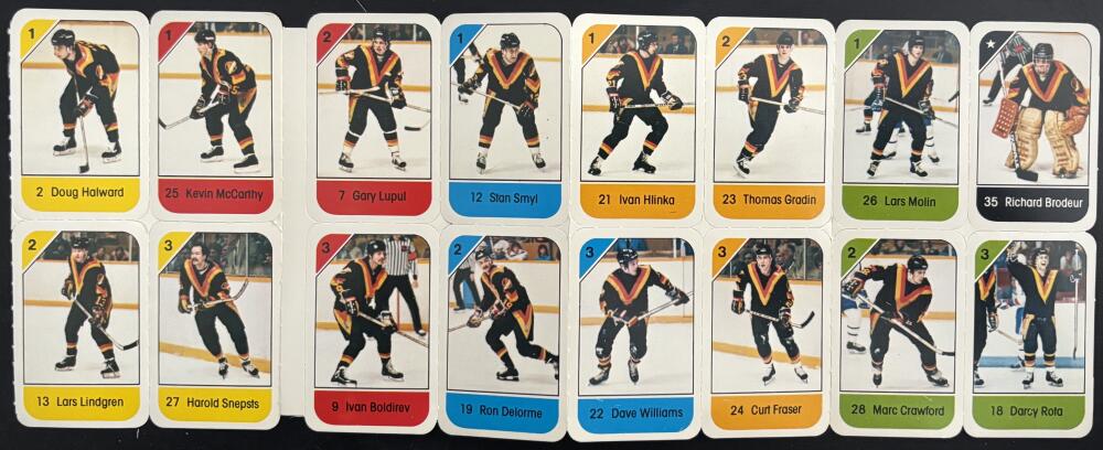 1982-83 Vancouver CanucksPost Cereal Mini Card Panel Attached Set of 16 Image 2