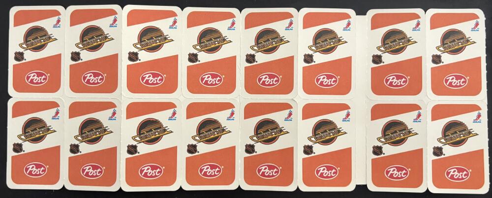 1982-83 Vancouver CanucksPost Cereal Mini Card Panel Attached Set of 16 Image 3