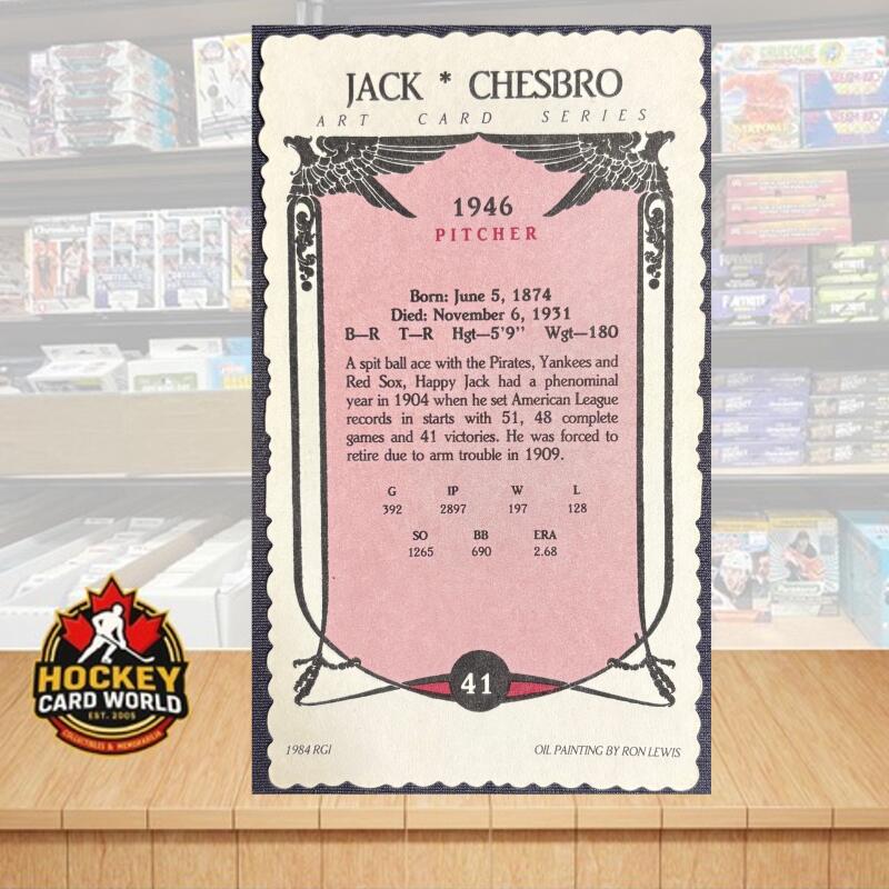 1984 RGI Edge Deckle Art Card Series #41 Jack Chesbro 3x5 Baseball  Image 2