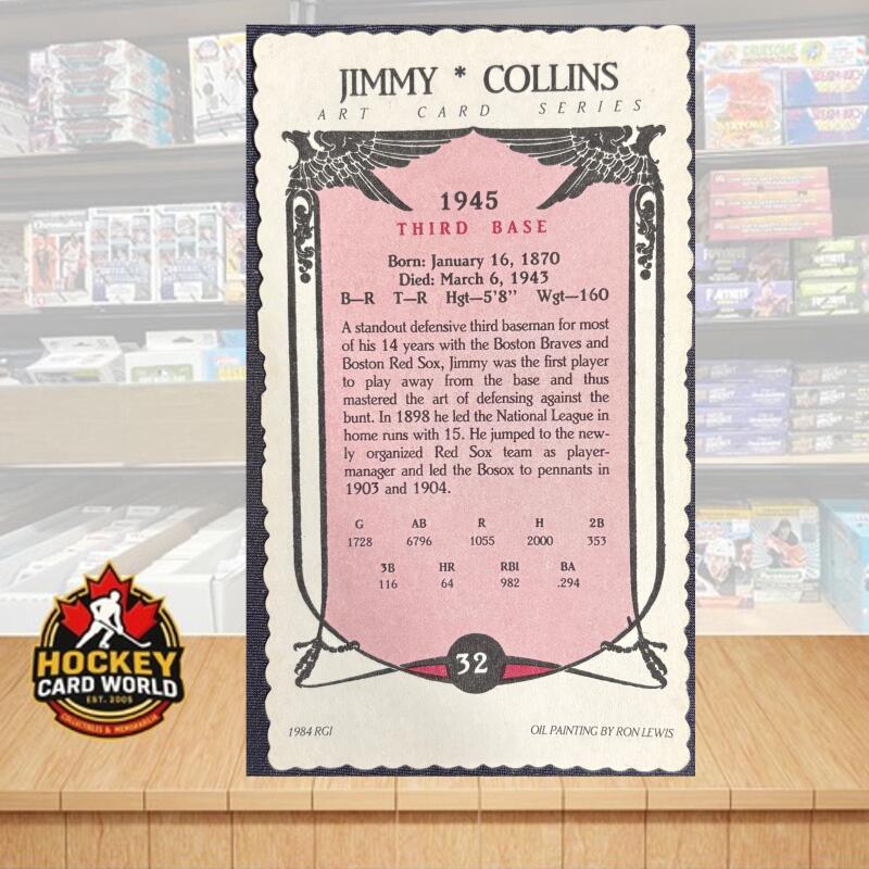 1984 RGI Edge Deckle Art Card Series #32 Jimmy Collins 3x5 Baseball  Image 2