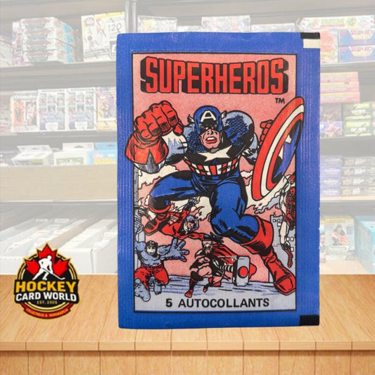 1980 Superheroes (France) Sticker Sealed Pack - 5 Sticker Pack Image 1