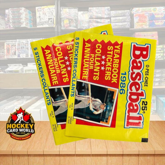 1986 O-Pee-Chee Baseball Factory Yearbook Stickers Wax Pack *Lot of 2 Image 1