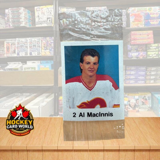 1988-89 Frito-Lay Stickers Sealed Wrapper Hockey Sticker Al MacInnis 2 Image 1