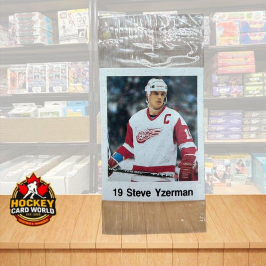 1988-89 Frito-Lay Stickers Sealed Wrapper Hockey Sticker Steve Yzerman 19 Image 1
