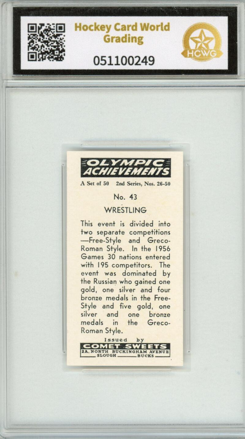 1959 Comet Sweets Olympic Achievements #43 Wrestling Graded HCWG 9 Image 2