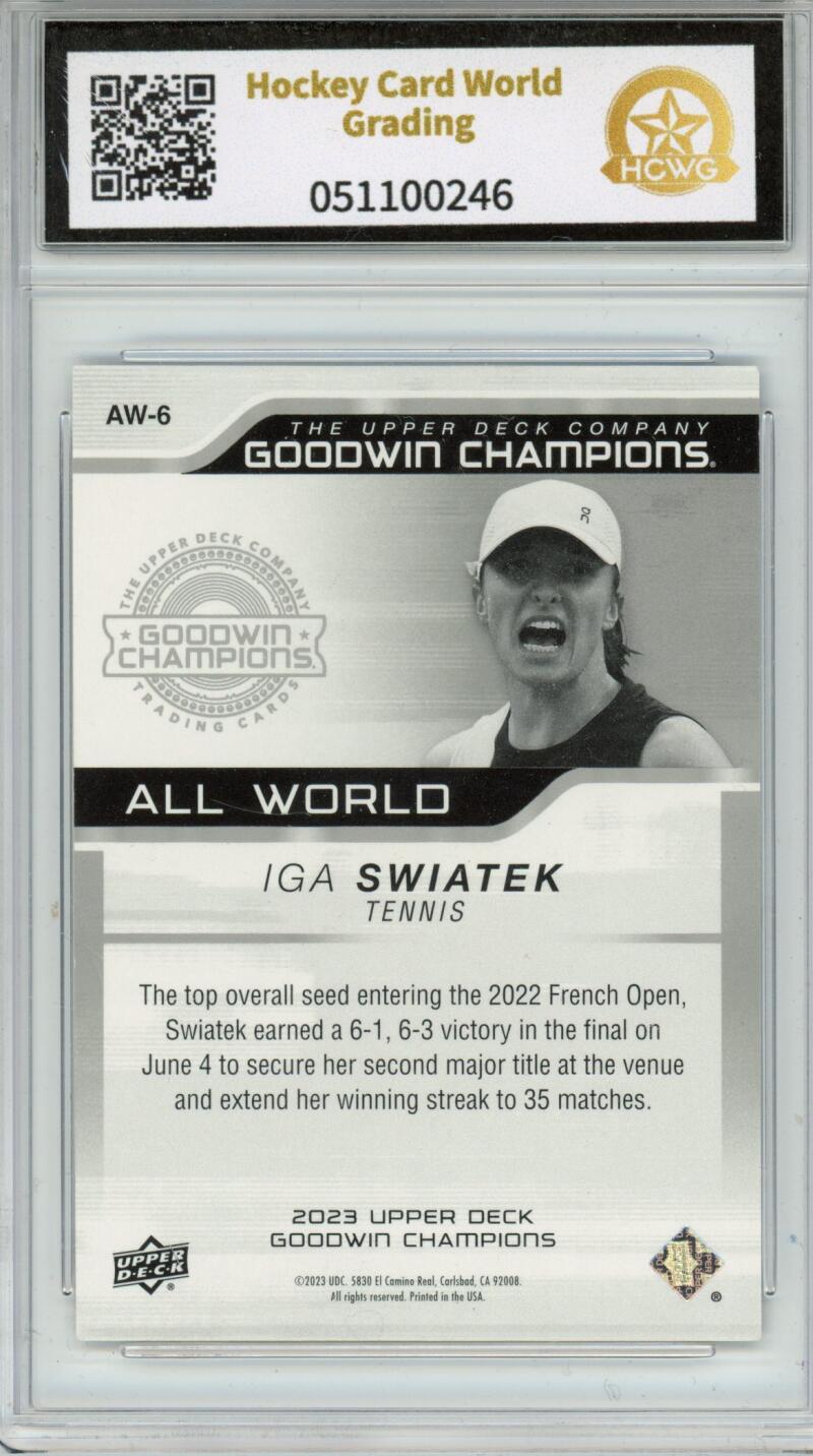 2022 Upper Deck Goodwin Champion All-World #AW6 Iga Swiater Graded HCWG 9 Image 2