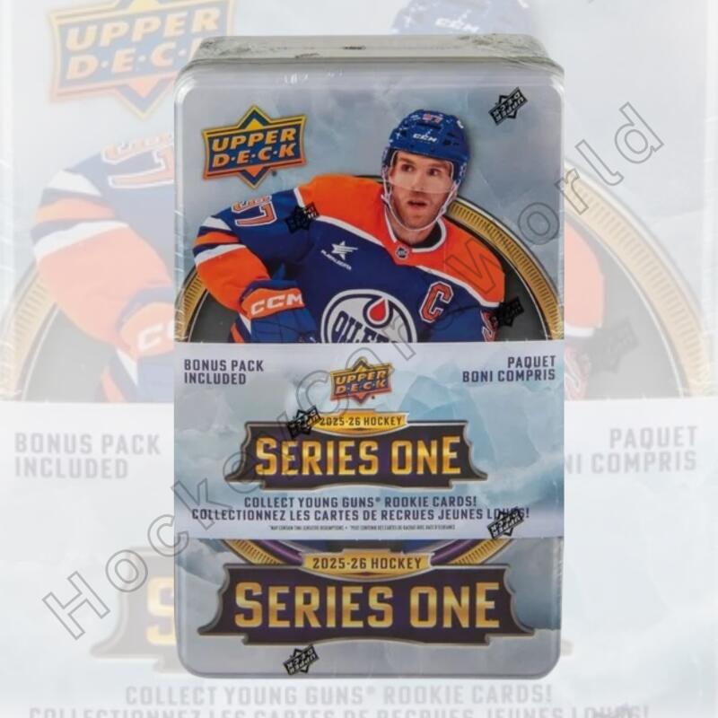 2025-26 Upper Deck Series 1 Hockey Sealed Tin - 9 Packs Per TIn Image 1