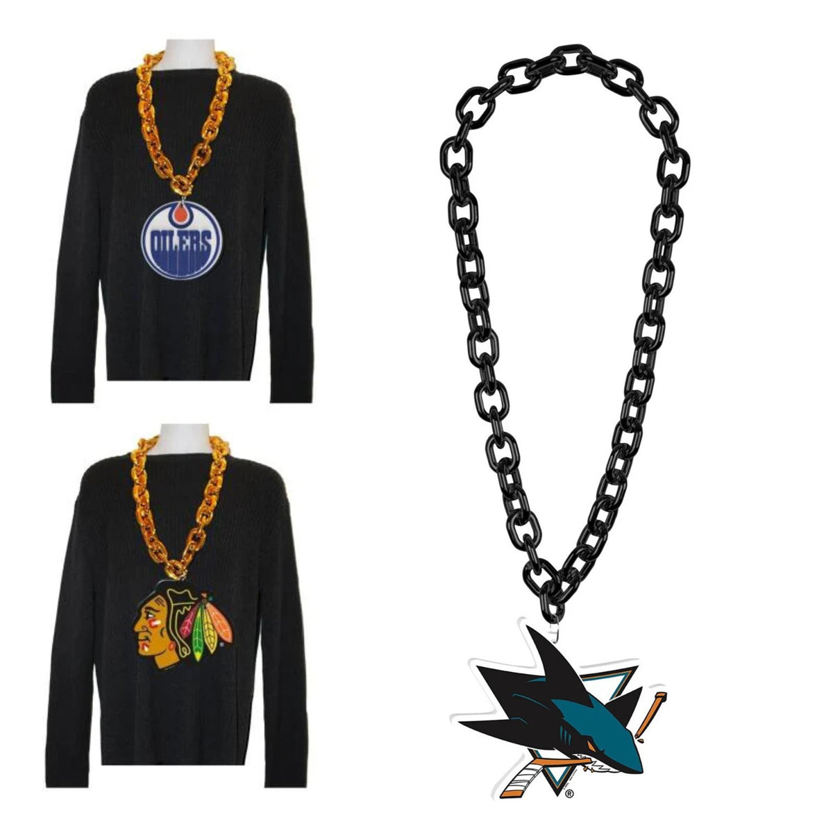 WinCraft San Jose Sharks Hockey Big Chain Necklace - 38" plastic chain with foam logo