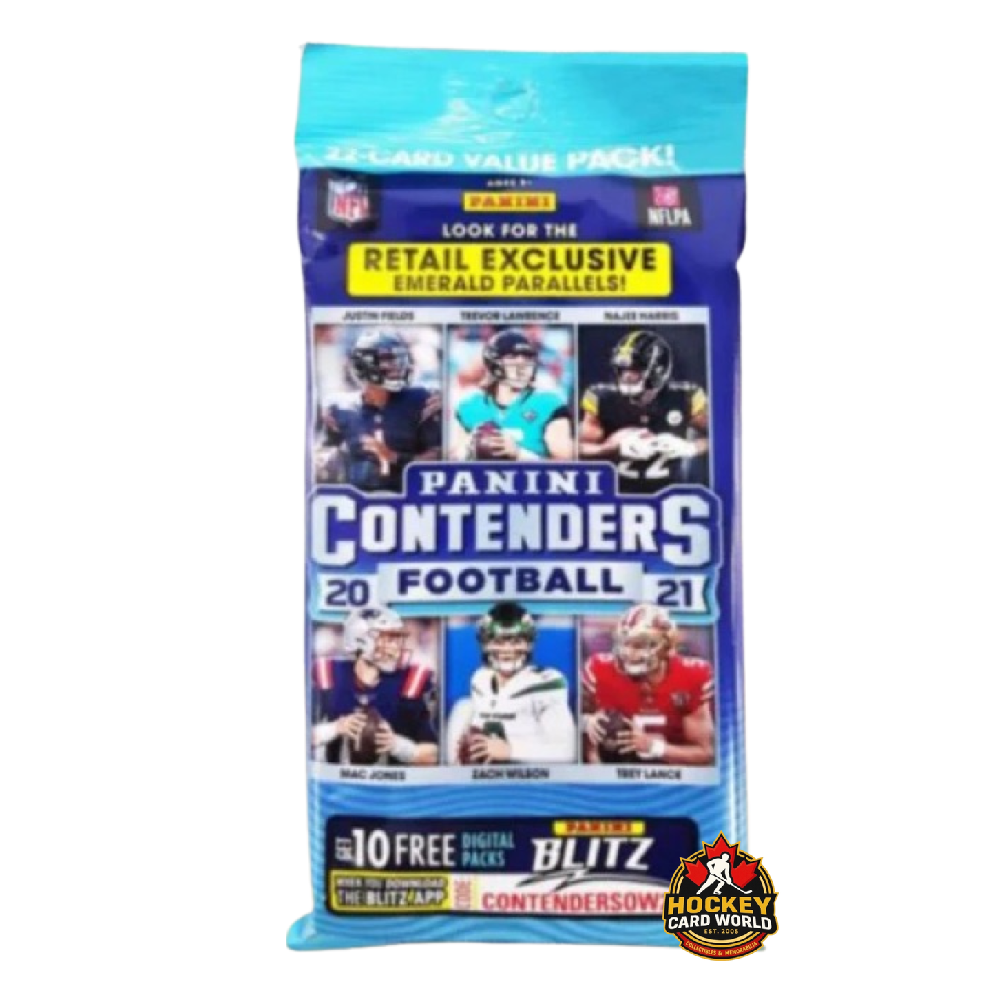 2021 Panini Contenders NFL Football Cards Fat Pack - Emerald Parallels