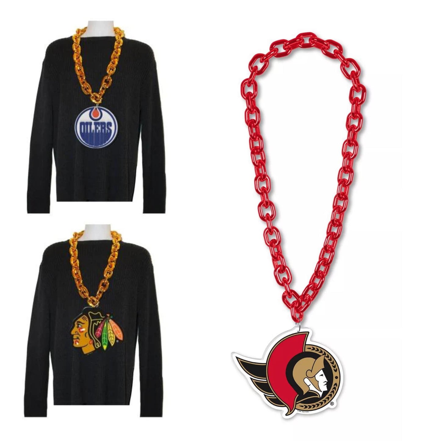 WinCraft Ottawa Senators Hockey Big Chain Necklace - 38" plastic chain with foam logo