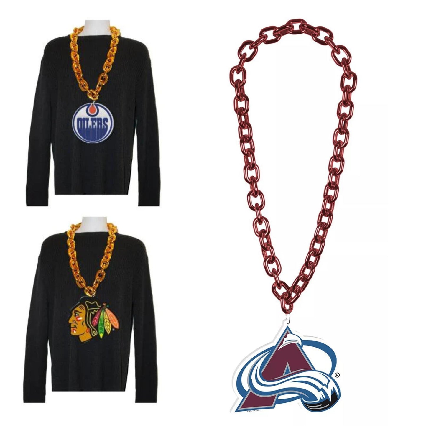 WinCraft Colorado Avalanche Hockey Big Chain Necklace - 38" plastic chain with foam logo