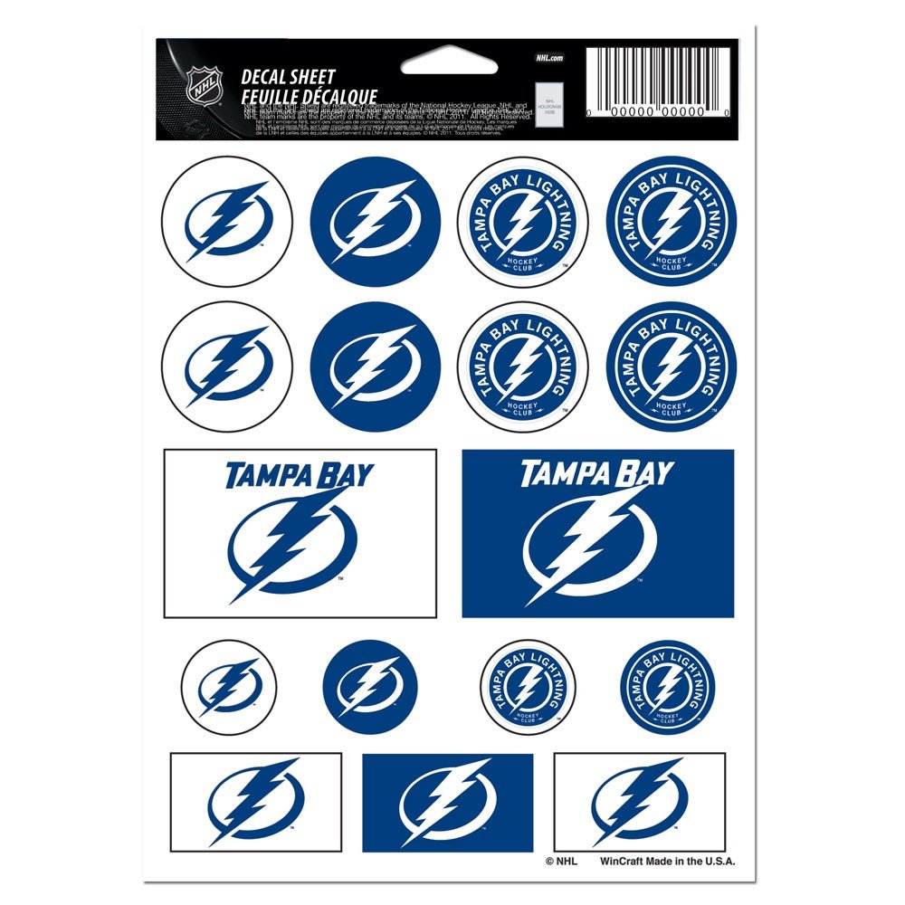 Wincraft NHL Tampa Bay Lightning Vinyl Sticker Sheet, 5-Inchx7-Inch Hockey