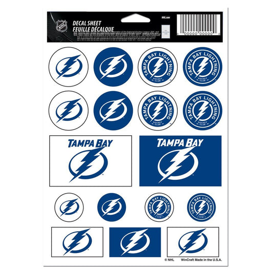 Wincraft NHL Tampa Bay Lightning Vinyl Sticker Sheet, 5-Inchx7-Inch Hockey