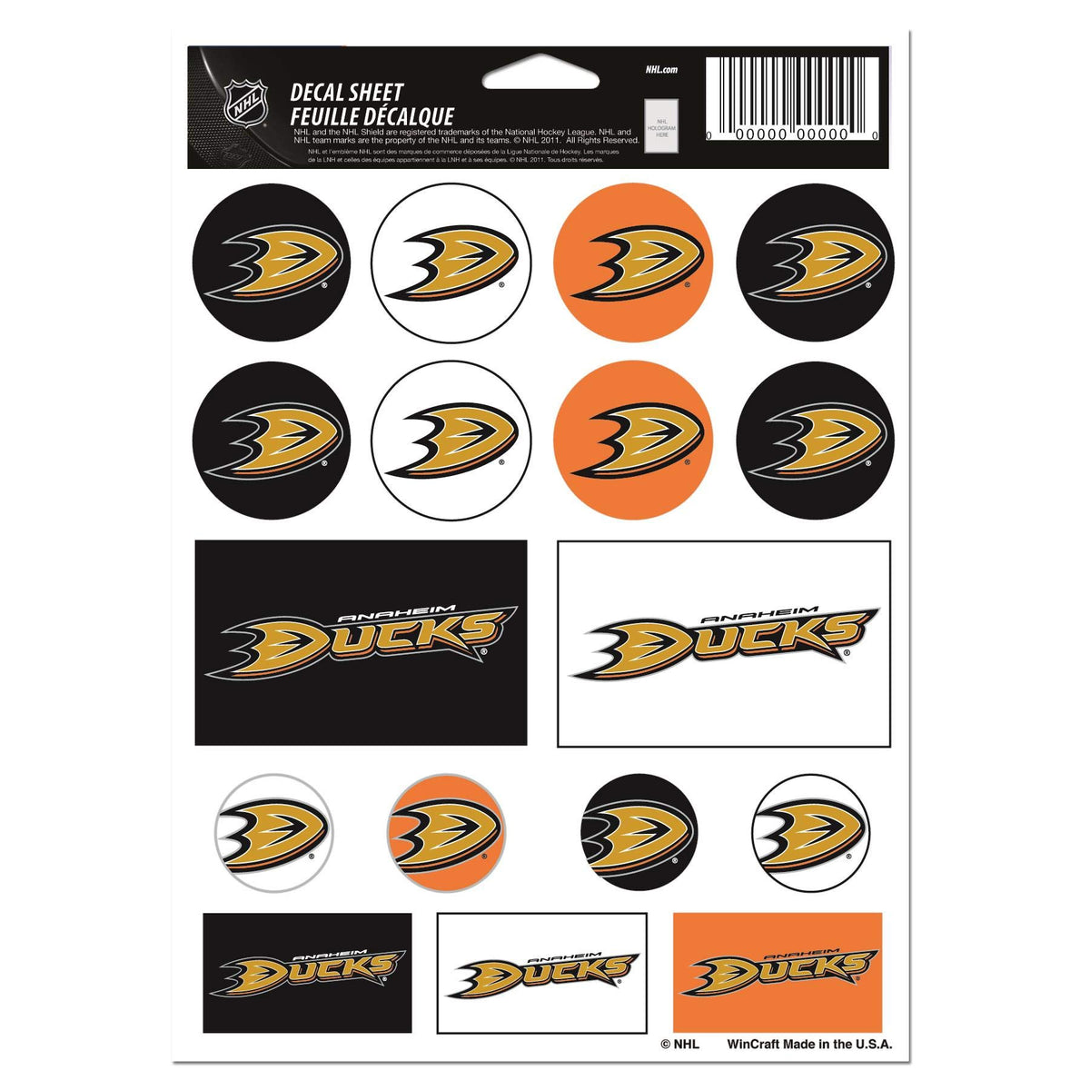 Wincraft NHL Anaheim Ducks Vinyl Sticker Sheet, 5-Inchx7-Inch Hockey