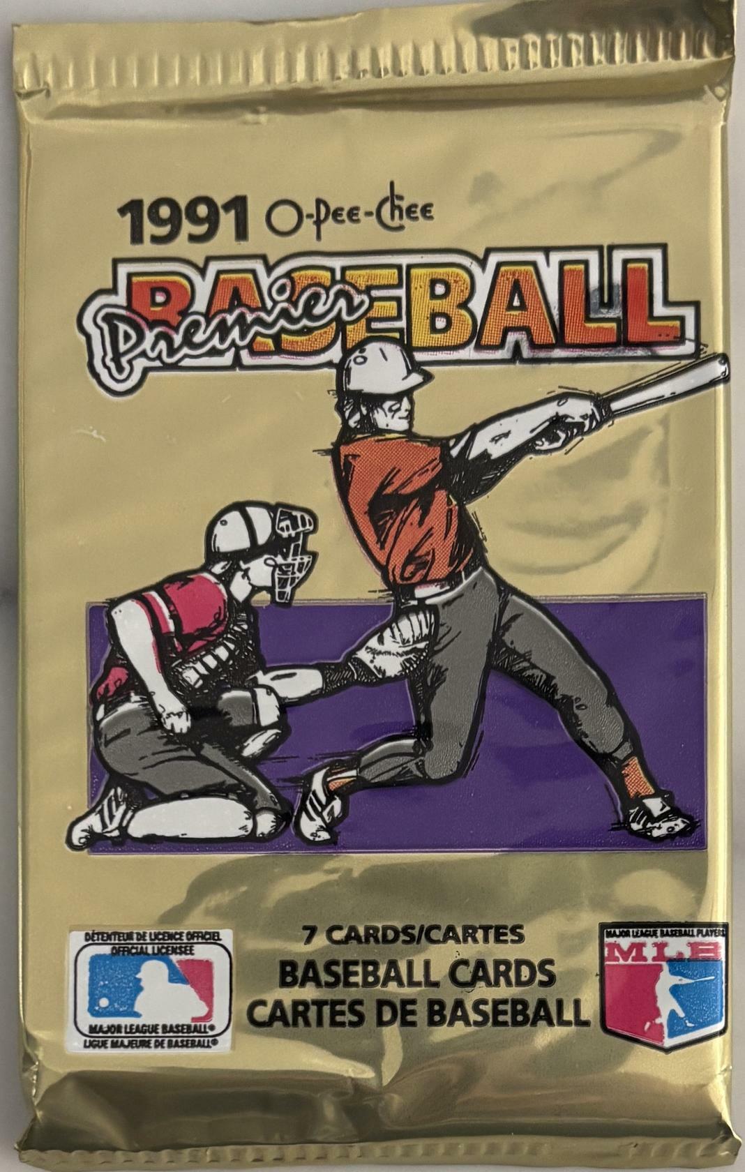 1991 O-Pee-Chee Premier Unopened Single Pack of Baseball Cards
