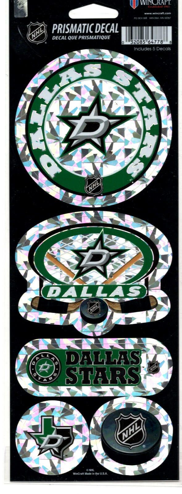 Wincraft NHL Dallas Stars Prismatic Decal, 4-Inchx11-Inch