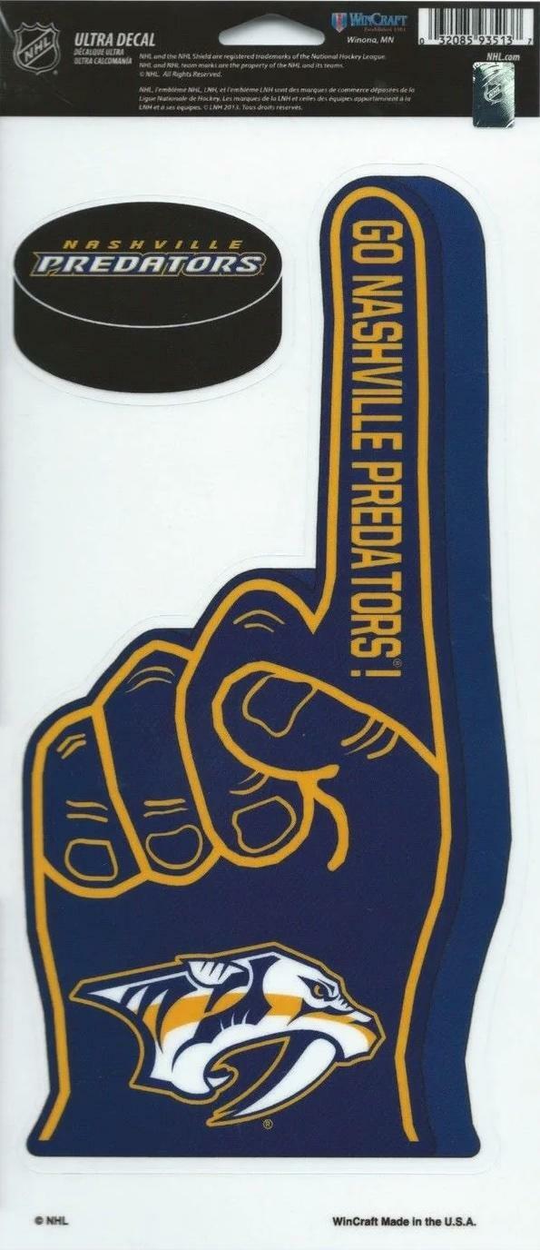 Nashville Predators Multi-Use Decal/Sticker Finger/Puck 4"x 9"