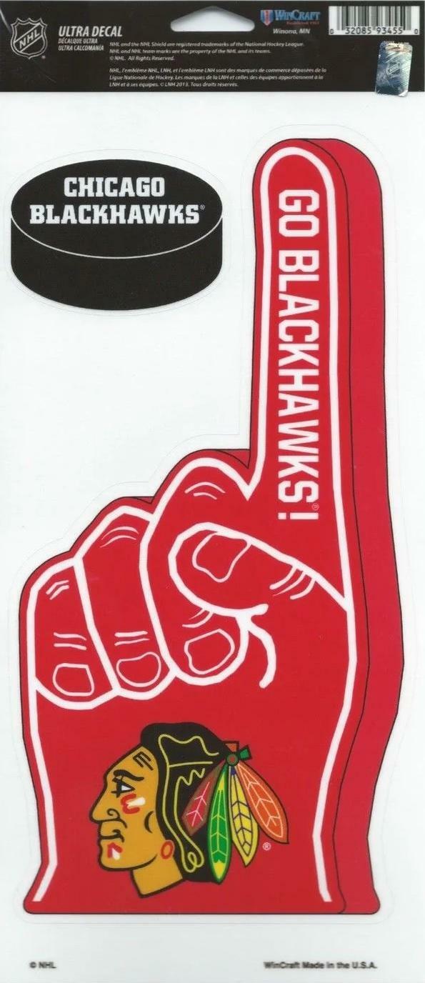 Chicago Blackhawks Multi-Use Decal/Sticker Finger/Puck 4"x 9"