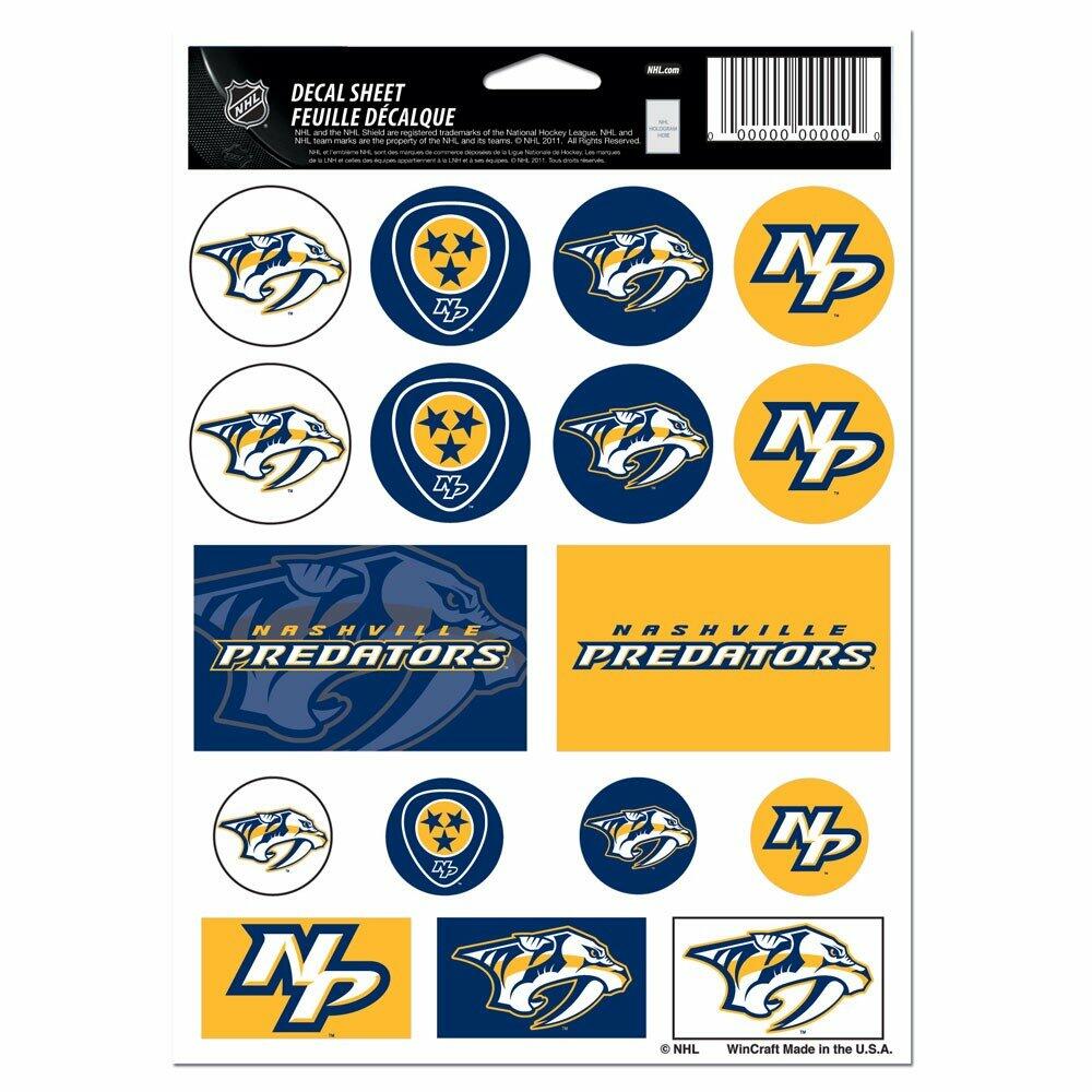 Wincraft NHL Nashville Predators Vinyl Sticker Sheet, 5-Inchx7-Inch Hockey