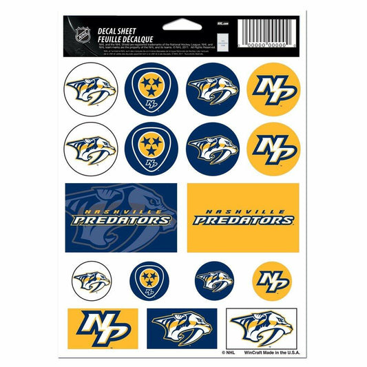 Wincraft NHL Nashville Predators Vinyl Sticker Sheet, 5-Inchx7-Inch Hockey