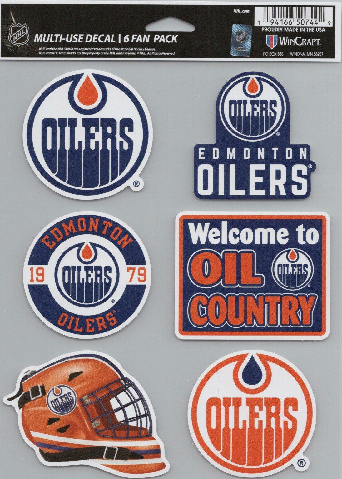 Wincraft Edmonton Oilers 6 Logos 5x7inch Decal Sheet