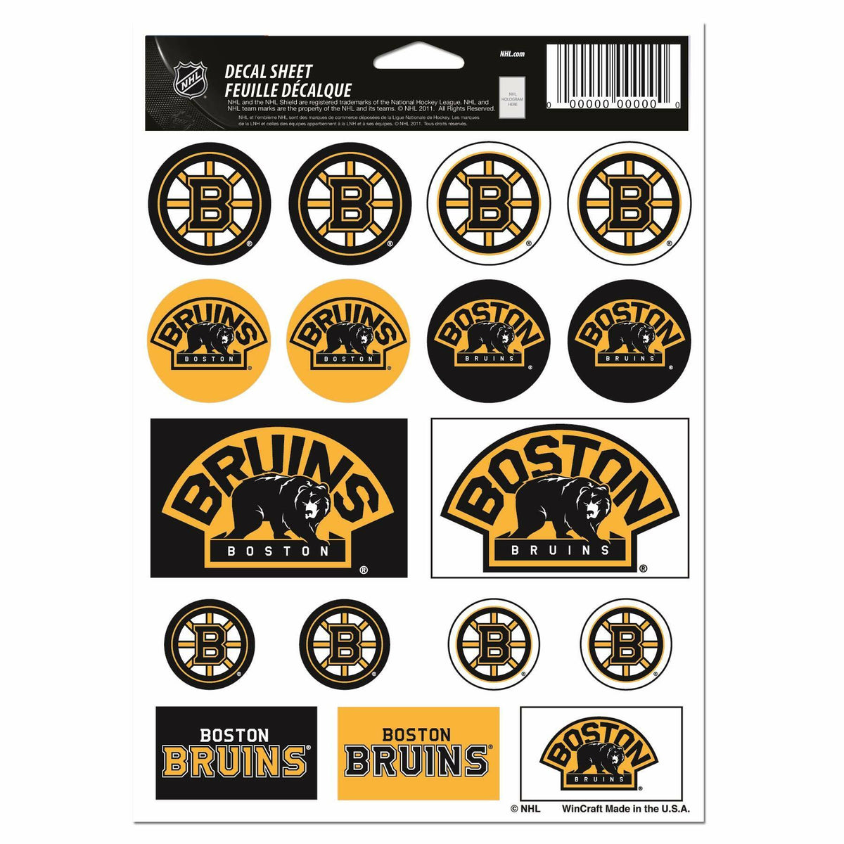 Wincraft NHL Boston Bruins Vinyl Sticker Sheet, 5-Inchx7-Inch Hockey