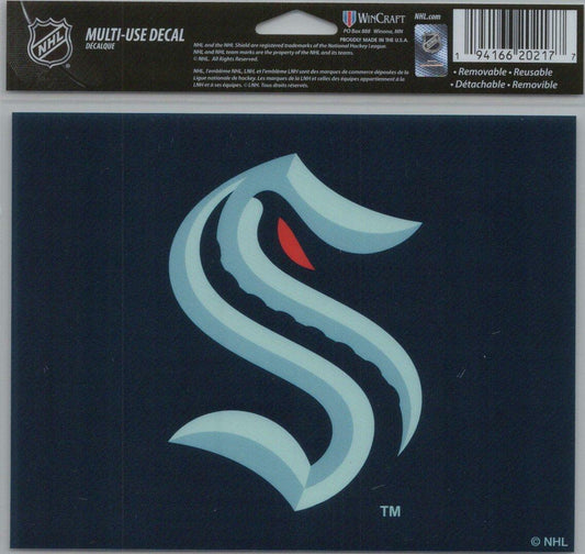 Wincraft NHL Seattle Kraken Multi-Use Colored Decal, 5-Inchx6-Inch