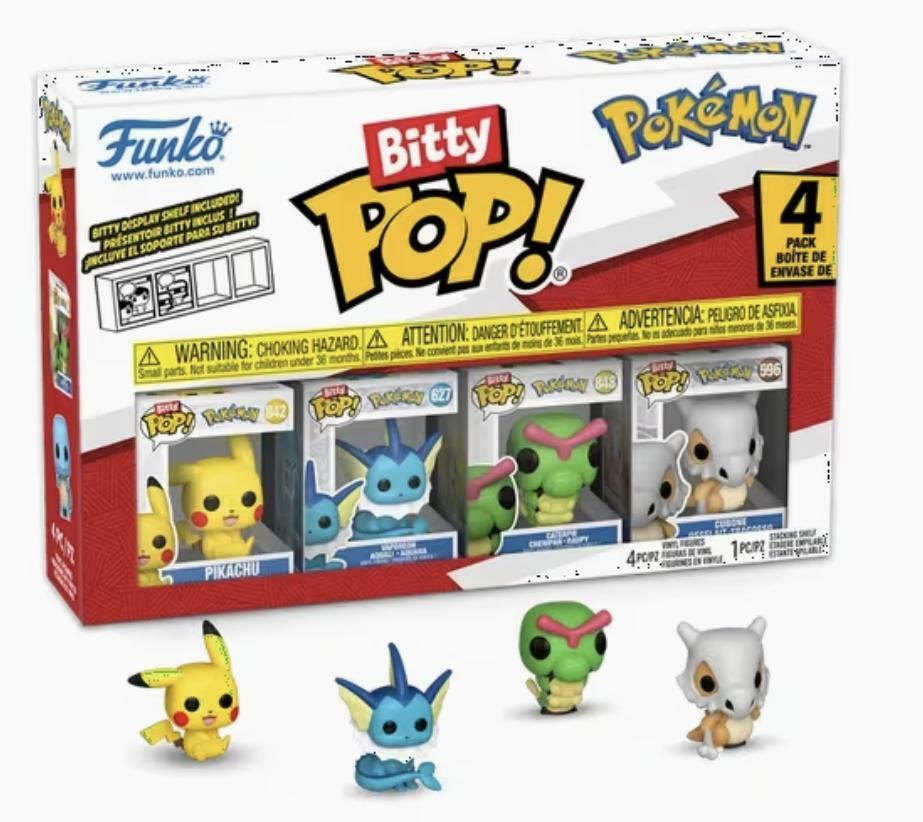 Funko - Bitty POP!: Pokémon 4-Pack Figures (Pikachu, Vaporeon, Caterpie, and Cubone)