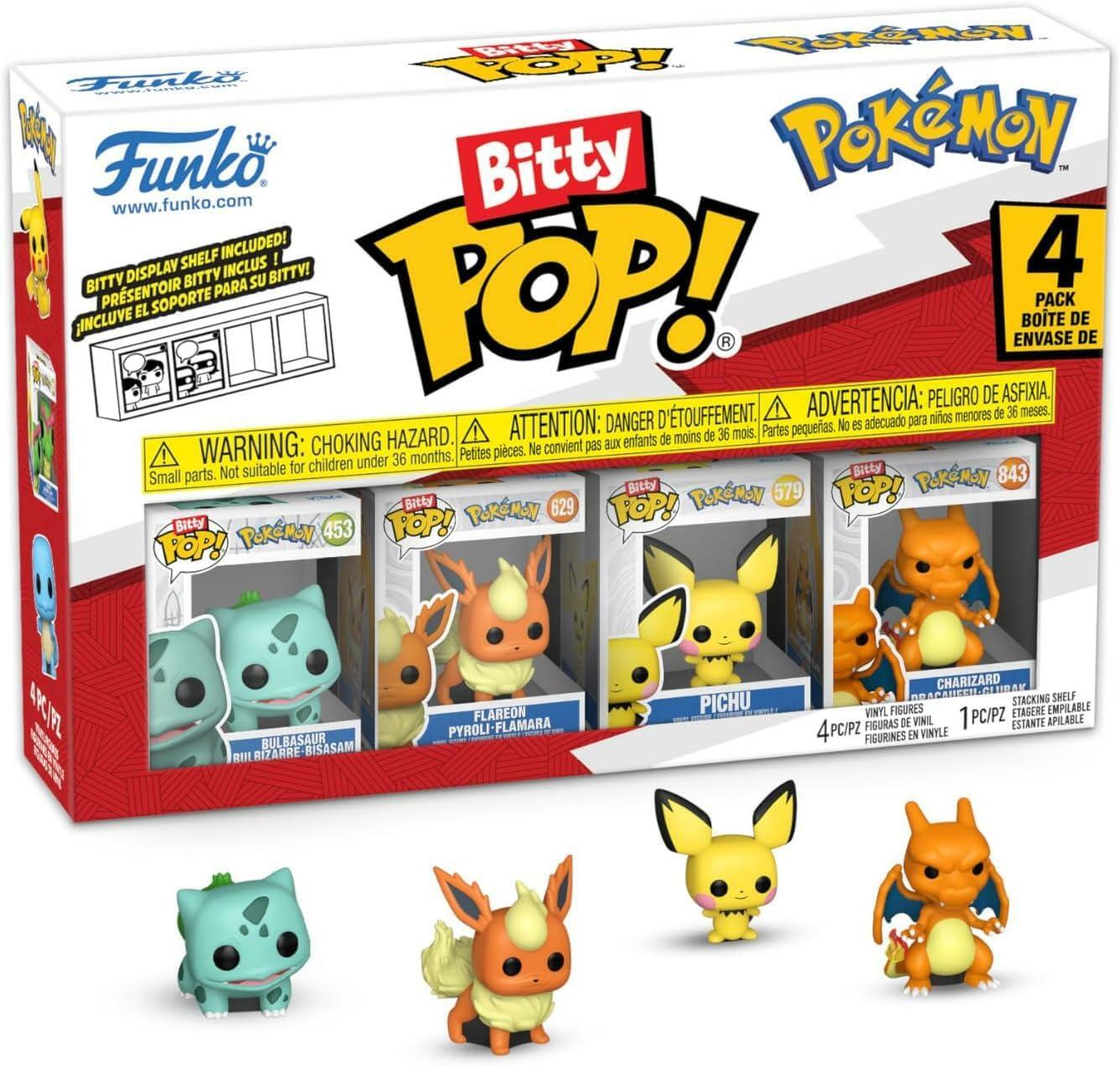 Funko - Bitty POP!: Pokémon 4-Pack Figures (Bulbasaur, Flareon, Pichu, and Charizard)