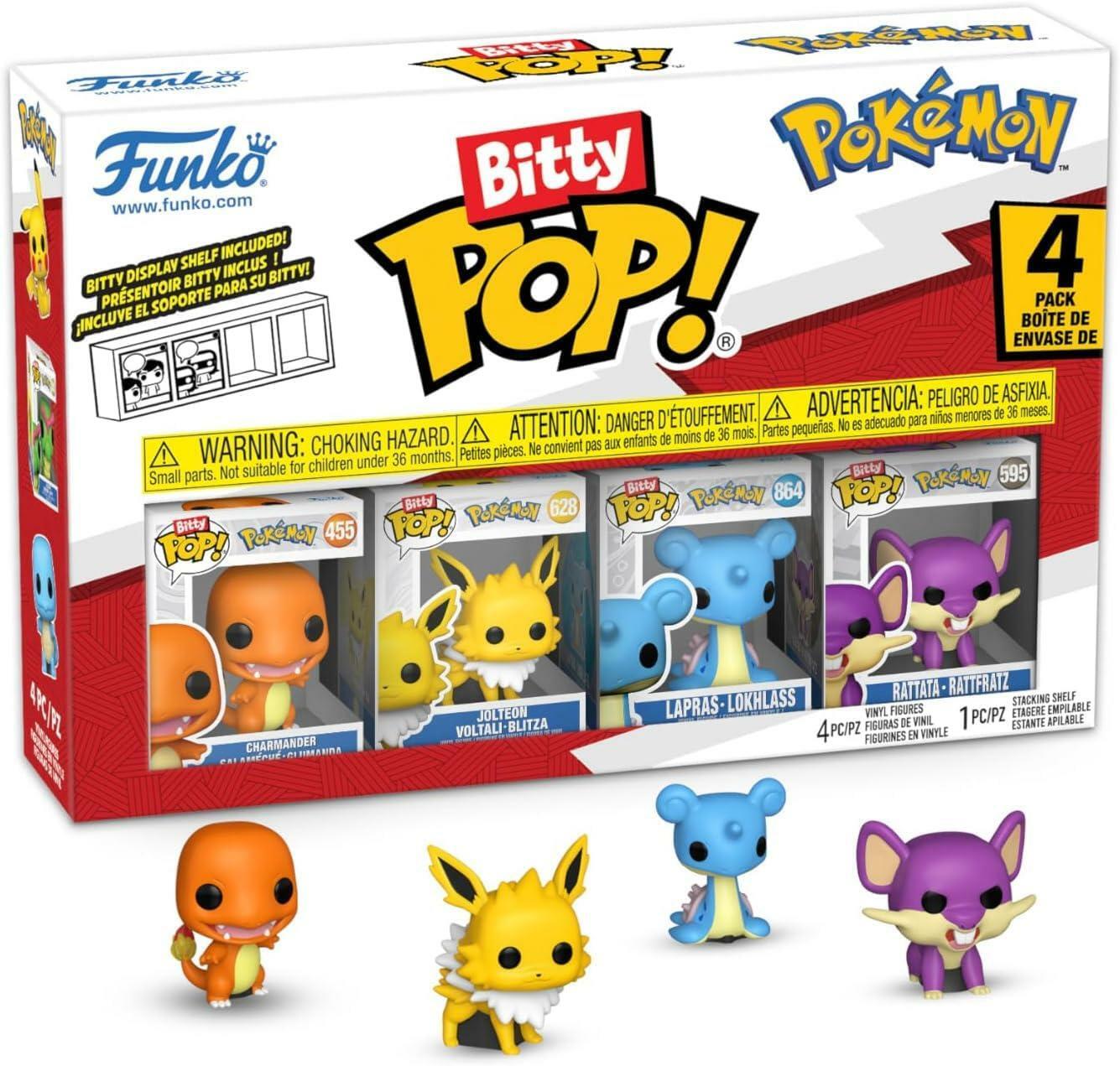 Funko - Bitty POP!: Pokémon 4-Pack Figures (Charmander, Jolteon, Lapras, and Rattata)
