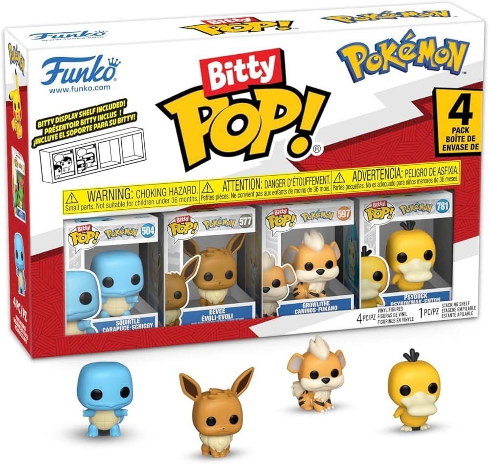 Funko - Bitty POP!: Pokémon 4-Pack Figures (Squirtle, Eevee, Growlithe, and Psyduck)