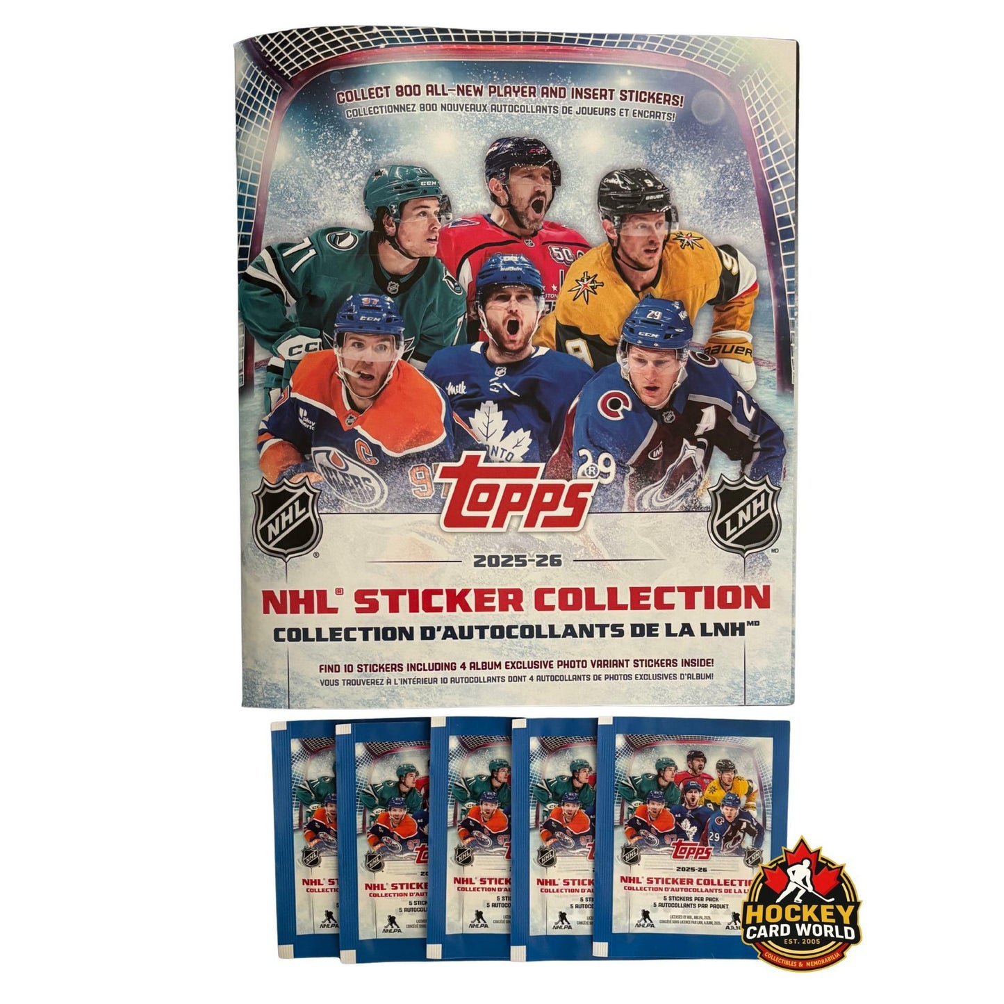 2025 Topps Hockey 95-Page Sticker Album Book with 5 Sticker Packs