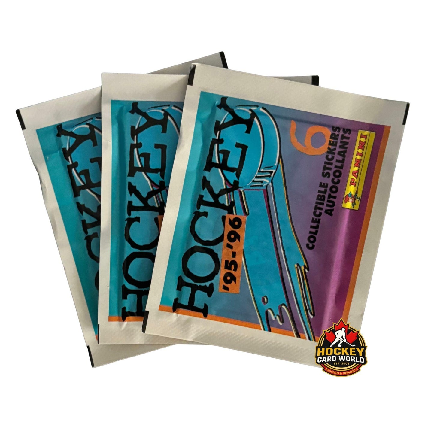 1995-96 Panini Hockey Sticker Pack Lot of 3