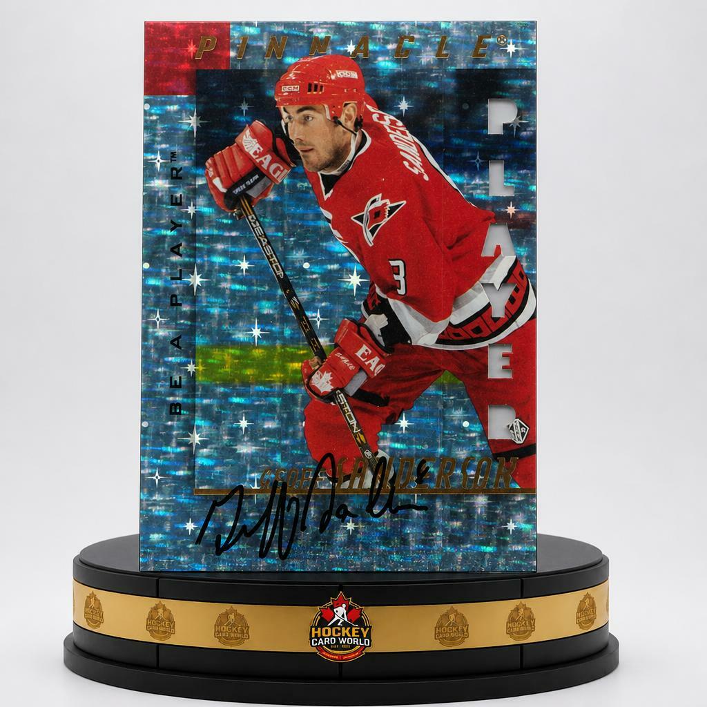 1997-98 Be A Player Geoff Sanderson Prismatic SP Die-Cut /100 Auto V106011