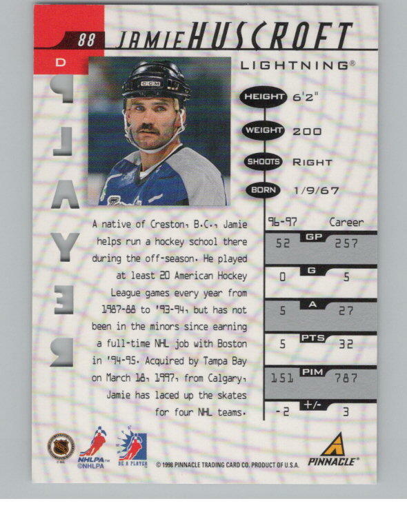 1997-98 Be A Player Jamie Huscroft Prismatic SP Die-Cut /100 Auto V106010