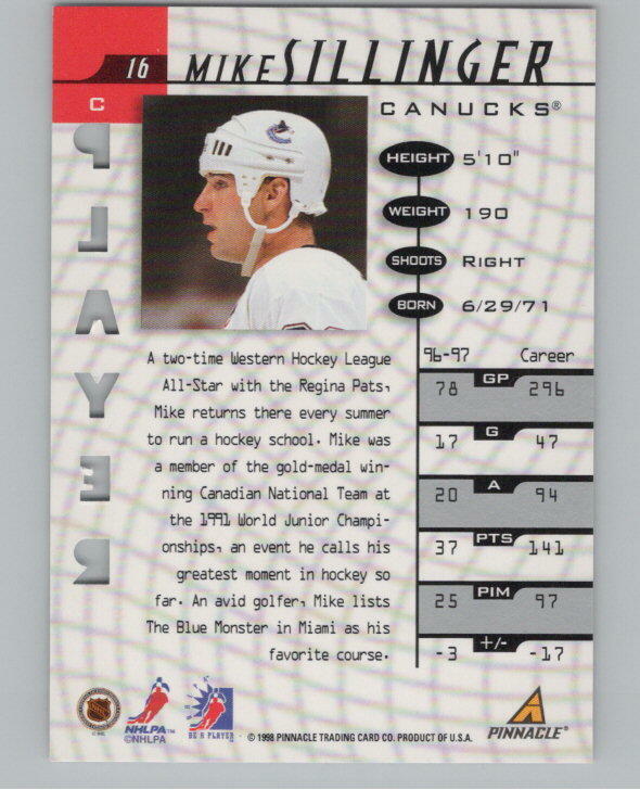 1997-98 Be A Player Mike Sillinger Prismatic SP Die-Cut /100 Auto V106003