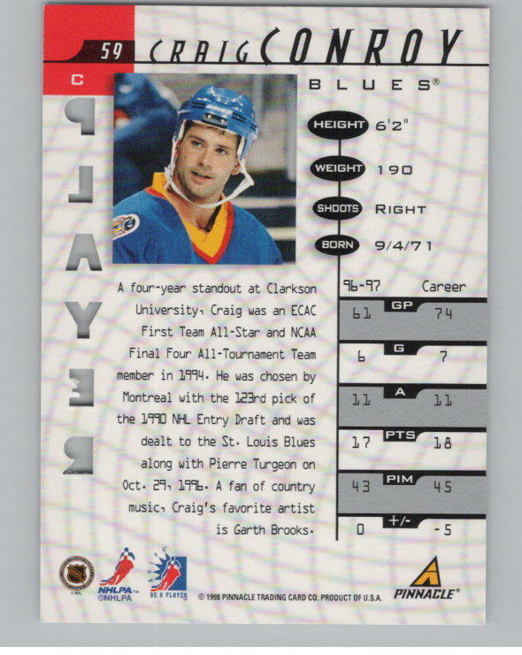 1997-98 Be A Player Craig Conroy Prismatic SP Die-Cut /100 Auto V106006