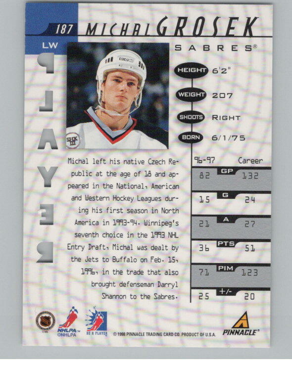 1997-98 Be A Player Michal Grosek Prismatic SP Die-Cut /100 Auto V106015