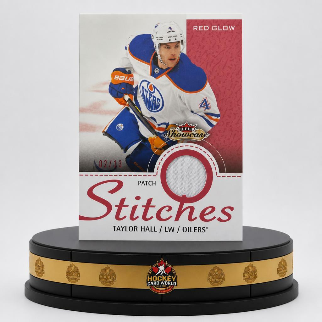 2013-14 Fleer Showcase Red Taylor Hall Stitches 2/13 Patch V106023