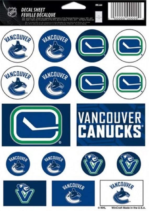 Wincraft Vancouver Canucks Vinyl Sticker Sheet, 5-Inchx7-Inch Hockey