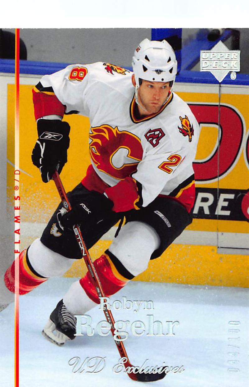 2007-08 Upper Deck Exclusives Parallel #53 Robyn Regehr MINT Hockey NHL 44/100 Flames Image 1