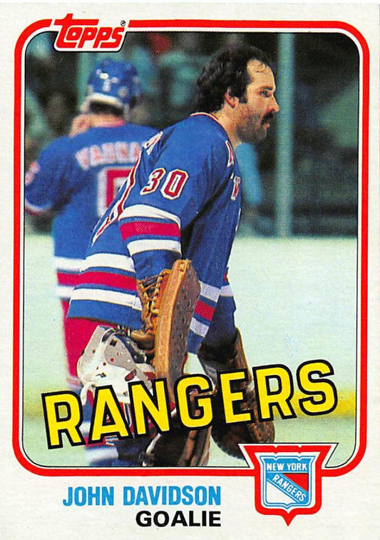 1981-82 Topps #E95 John Davidson NM-MT Hockey NHL NY Rangers Image 1