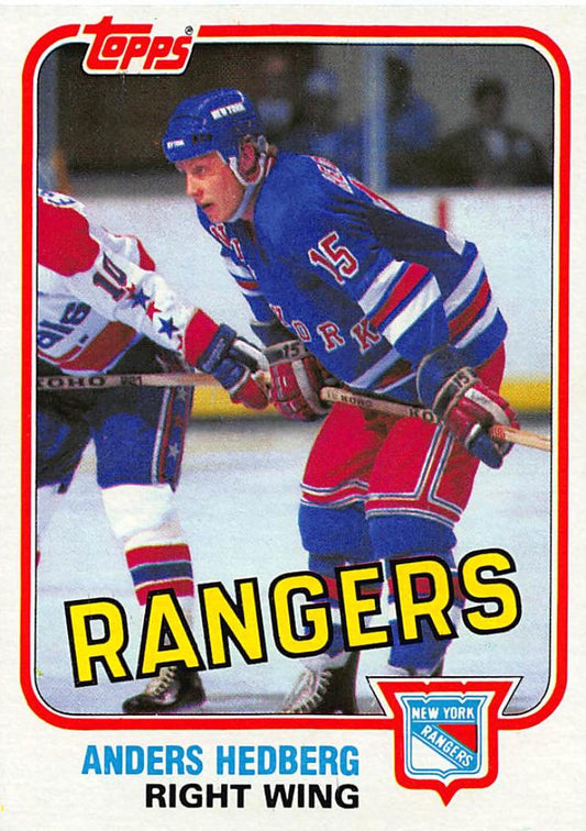 1981-82 Topps #E98 Anders Hedberg NM-MT Hockey NHL NY Rangers Image 1