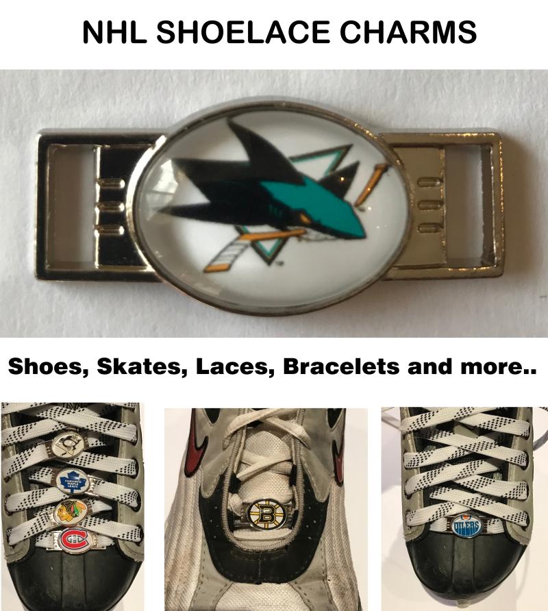 San Jose Sharks NHL Shoelace Charms for Skates, Shoes, Bracelets etc. Image 1
