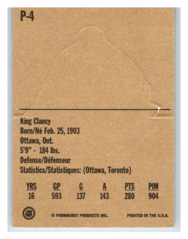 1994-95 Parkhurst Missing Link Pop-Ups #P4 King Clancy NM-MT Hockey NHL 02767 Image 2