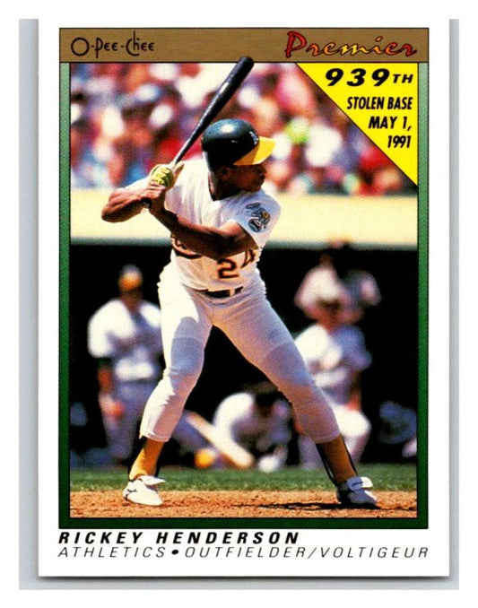 1991 O-Pee-Chee Premeir #62 Rickey Henderson Athletics MLB Mint