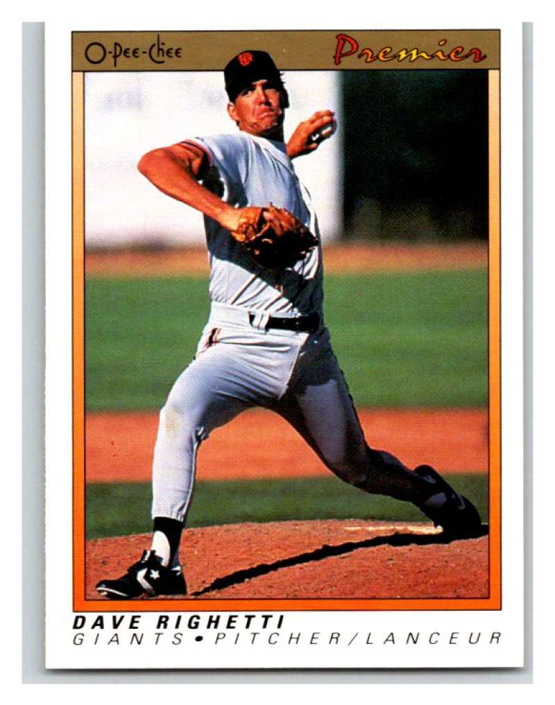 1991 O-Pee-Chee Premeir #99 Dave Righetti Giants MLB Mint Image 1